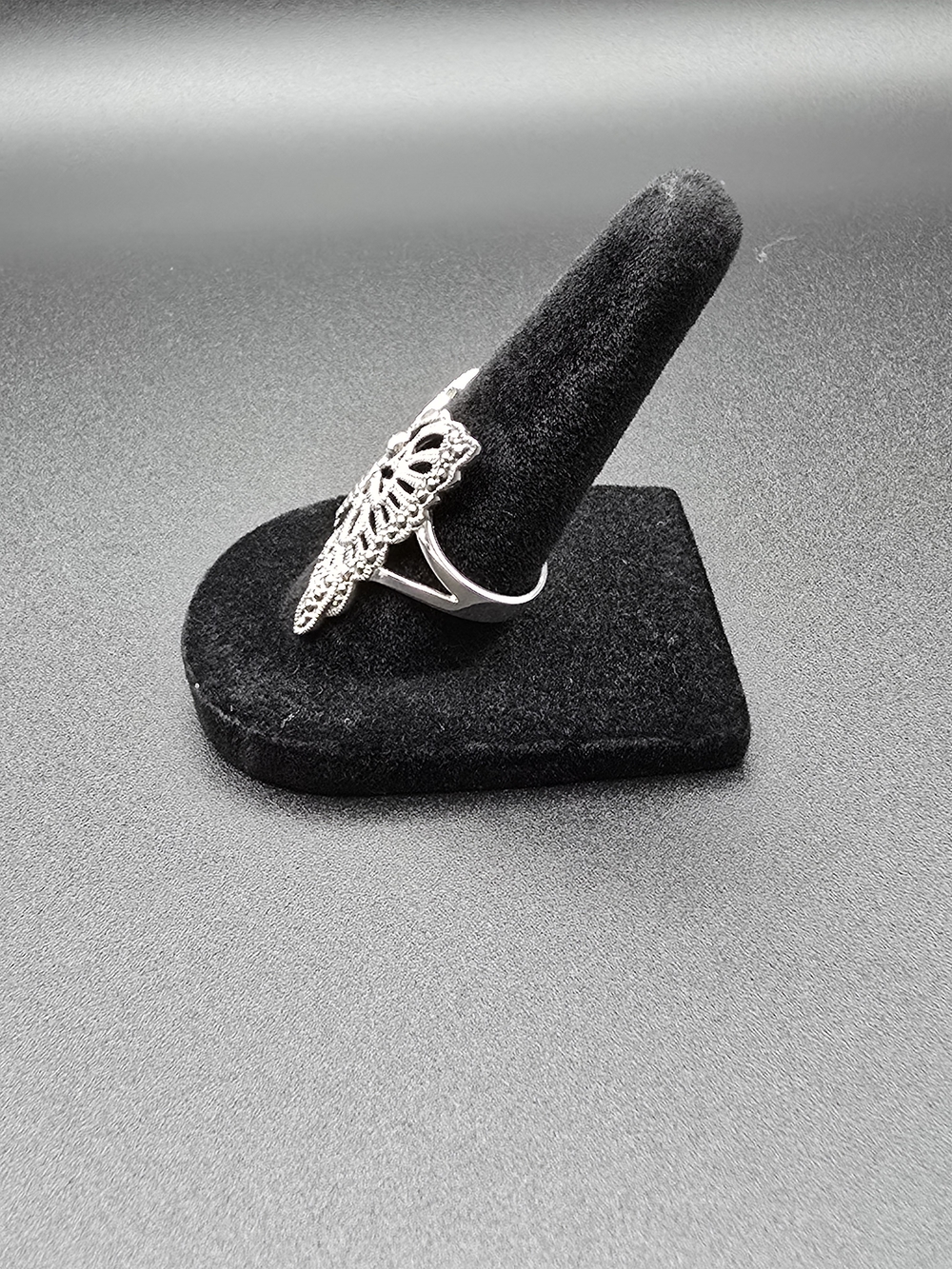 Vintage Stirling Marcasite Butterfly Ring - Picture 7 of 14